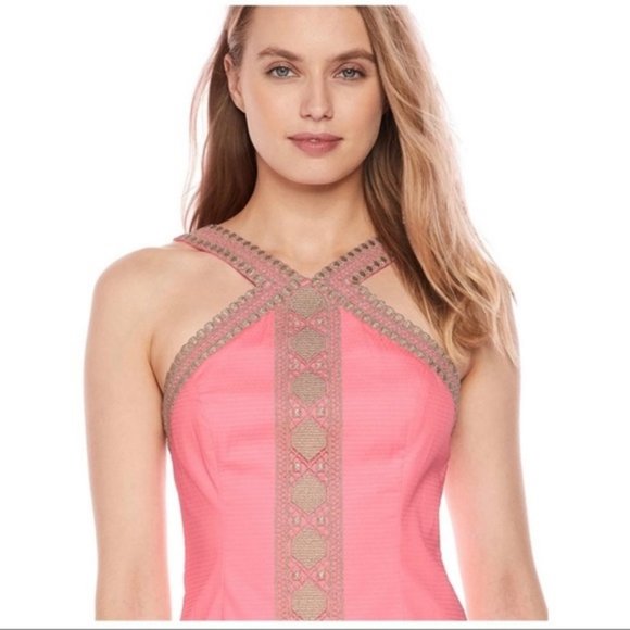 Lilly Pulitzer Coral Pink Vena Stretch Shift Dress 00 - Picture 2 of 14